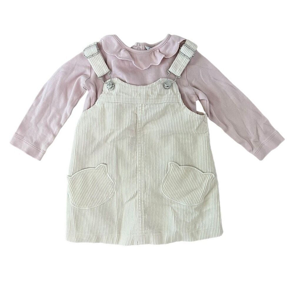 Mayoral Baby Long Sleeve Top and Corduroy Dress Set 2 Pc Size 12M Ivory Purple